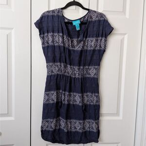 Kate Landry Casuals Dress Small Swimcover Boho Beach Tie Neck Ikat Summer